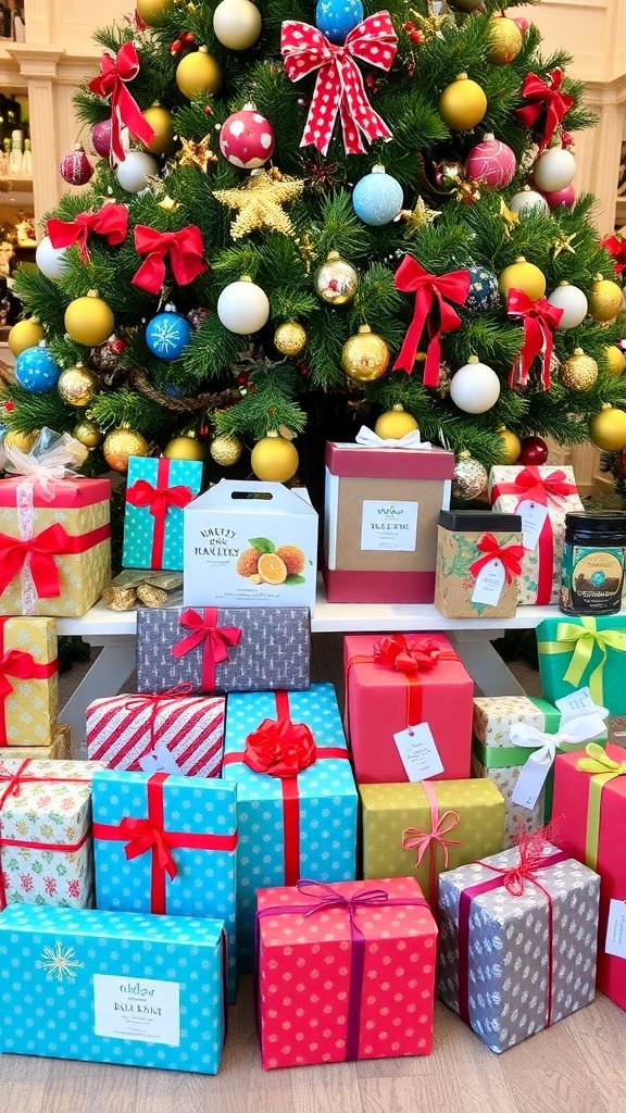 A collection of Christmas gifts under a tree, showcasing diverse items suitable for holiday gifting.